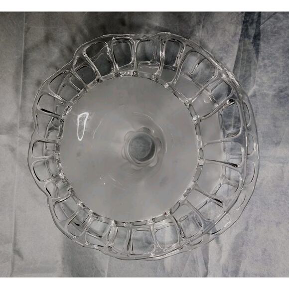 Beautiful Vintage Duncan Miller Frosted Glass Platter 14" & Bowl 11" Round - Picture 9 of 12